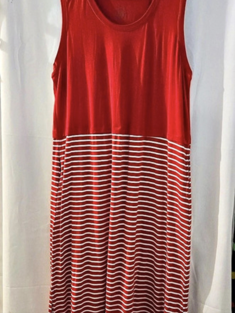 Cuddl Duds Flexwear Striped Maxi Dress Red & White 1XP